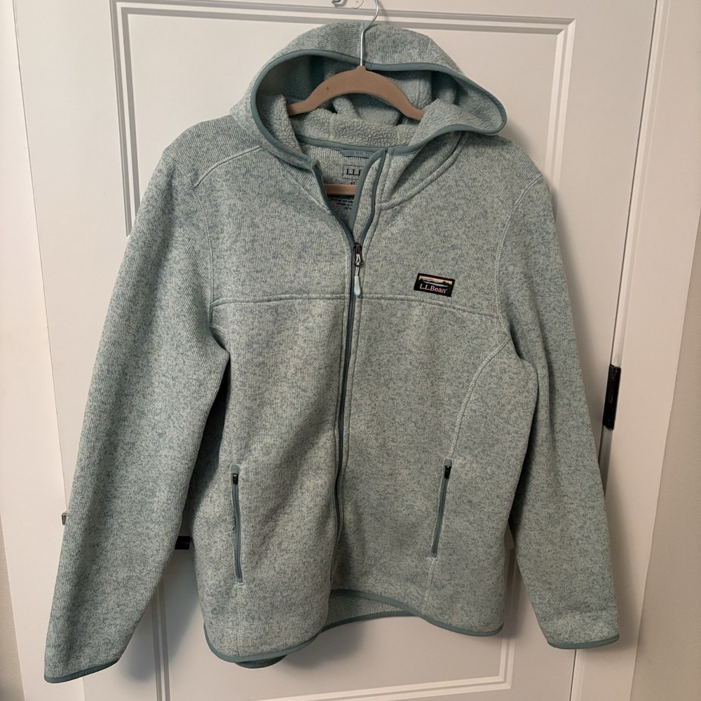 LL Bean Sweater Fleece Full Zip Jacket Women's XL Hooded Misses Outdoor 506406